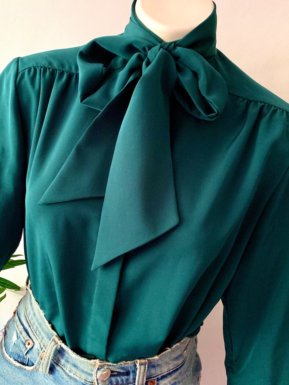 v i n t a g e :: Pendleton Neck Tie Secretary Blouse